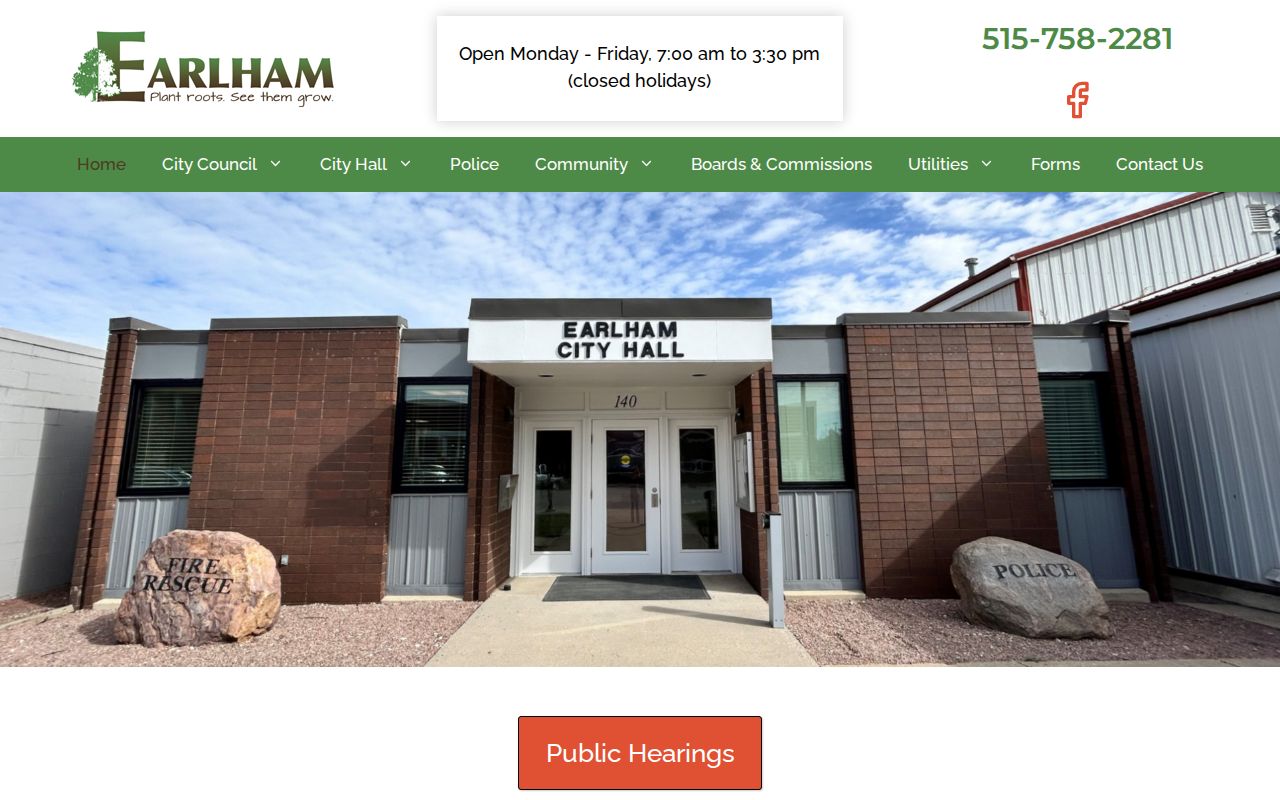 Earlham criminal records access through the official city homepage