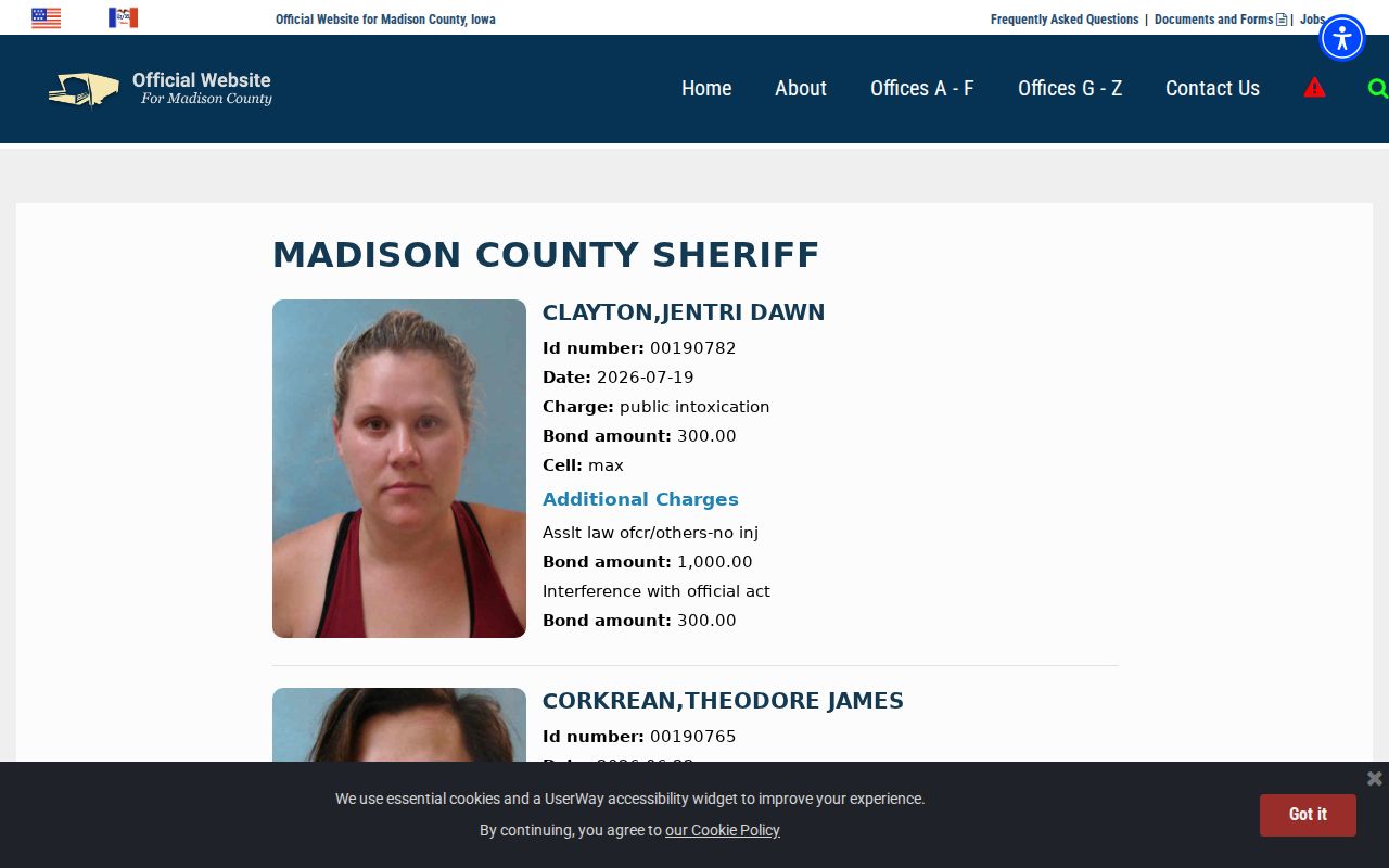 Madison County arrest lookup through the official inmate roster