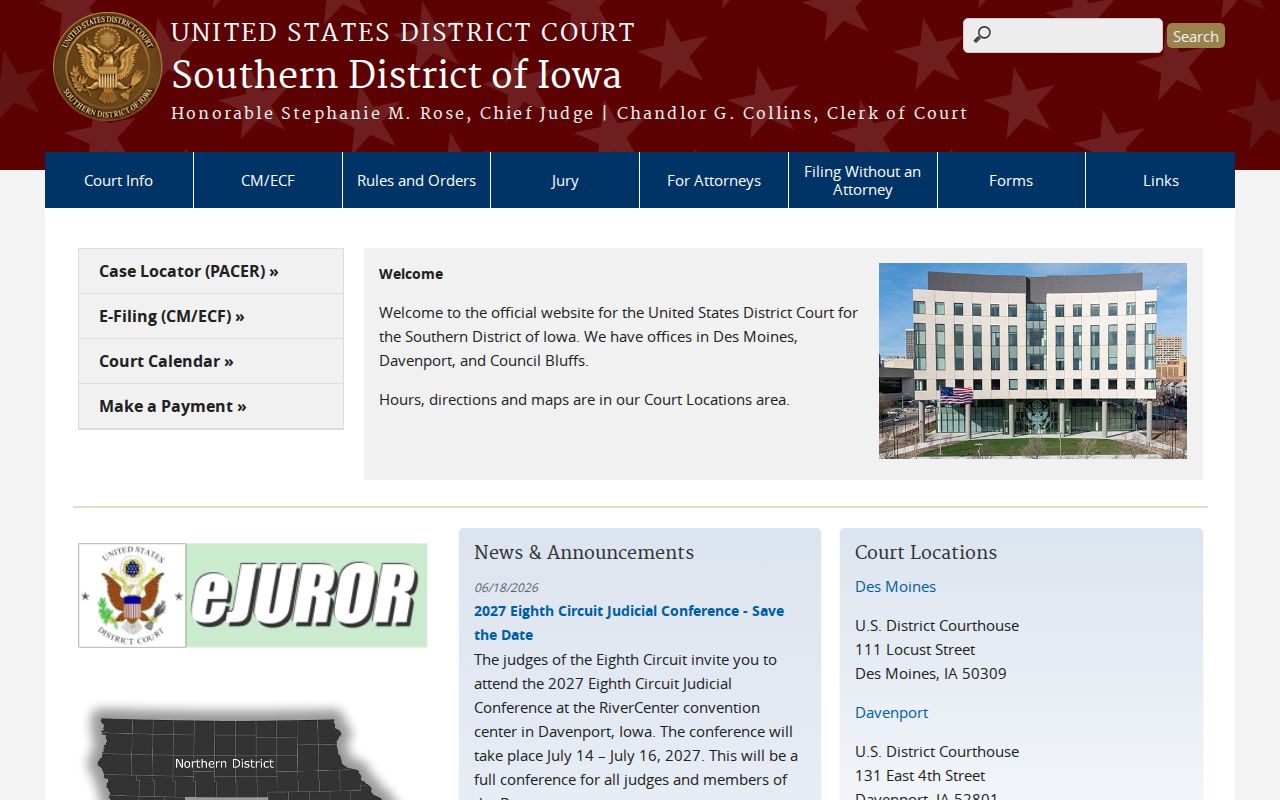 Southern District of Iowa federal court serving Madison County