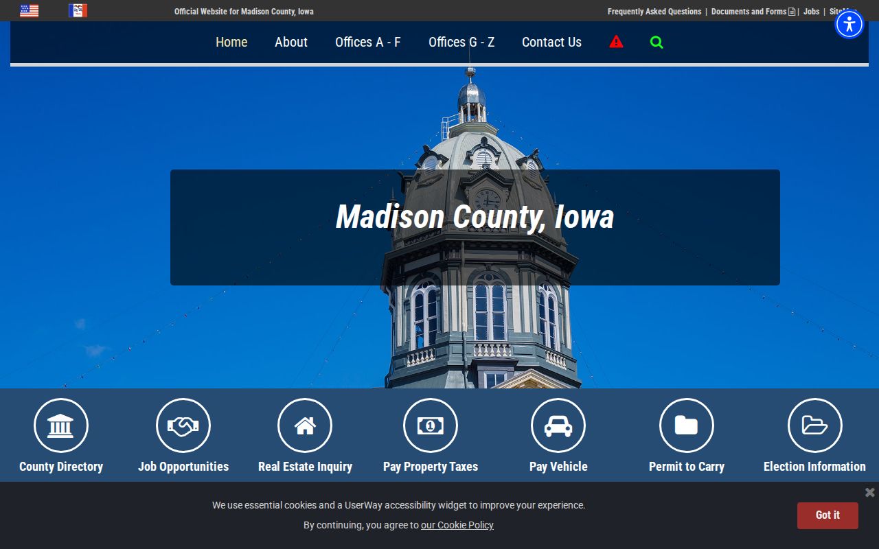 Madison County criminal history courthouse and county homepage